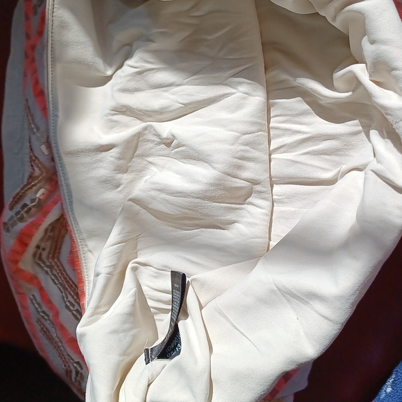 Express Pink/Orange/Cream Stretch Sequin Mini Skirt, lined, M - Picture 7 of 7